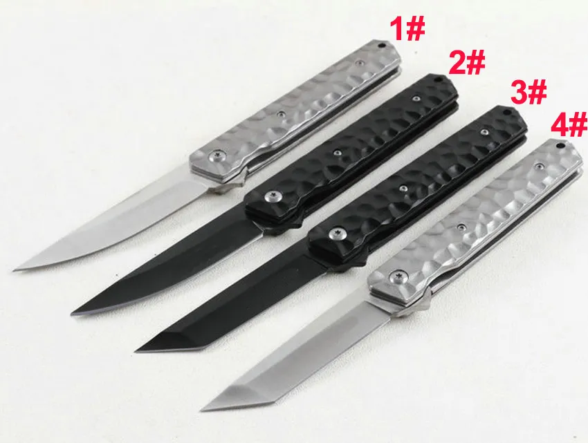 Top Quality 4 Styles Flipper Folding Blade Knife 5Cr15Mov Black/Satin Finish Blades Steel Handle EDC Pocket Knives