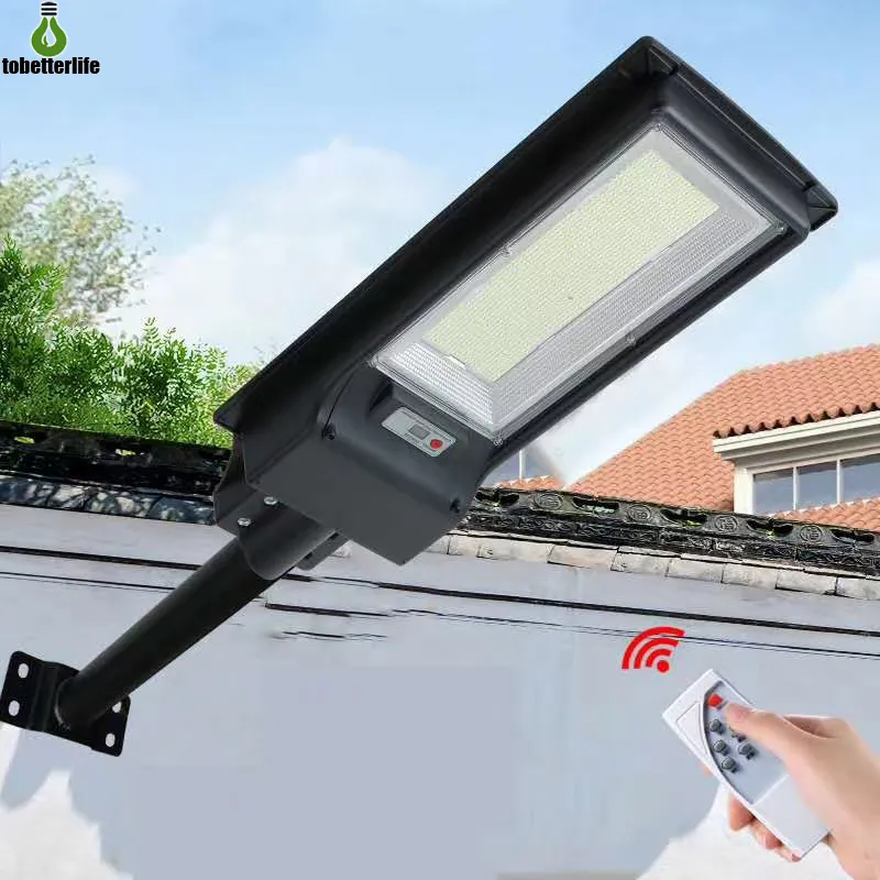 300W 600W Lampione stradale solare 492/966 LED Illuminazione per esterni Parete Radar alimentato dal sole Controllo della luce del movimento per giardino con palo