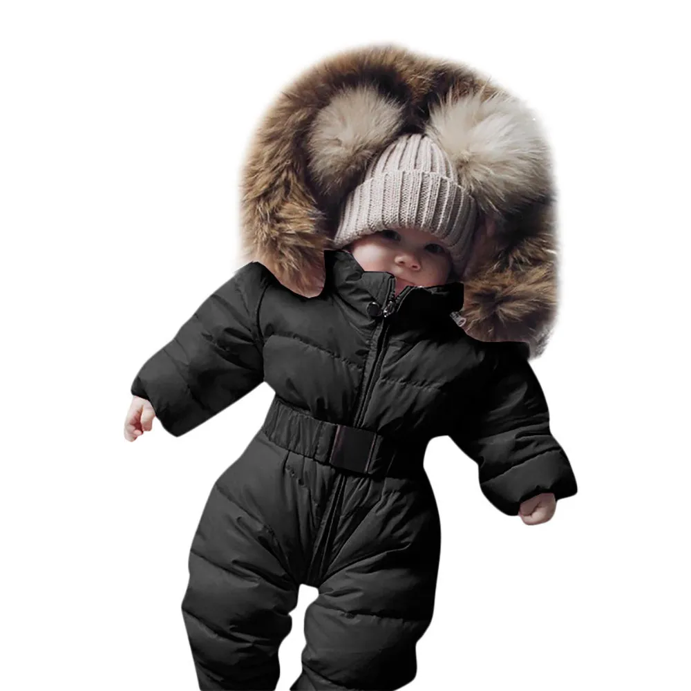 Winter Infant Baby Clothes Boys Girls Romper Solid Jacket Hooded Jumpsuit Warm Thick Coat Outfit Snowsuit Newborn Cute Jumpsuit LJ201023