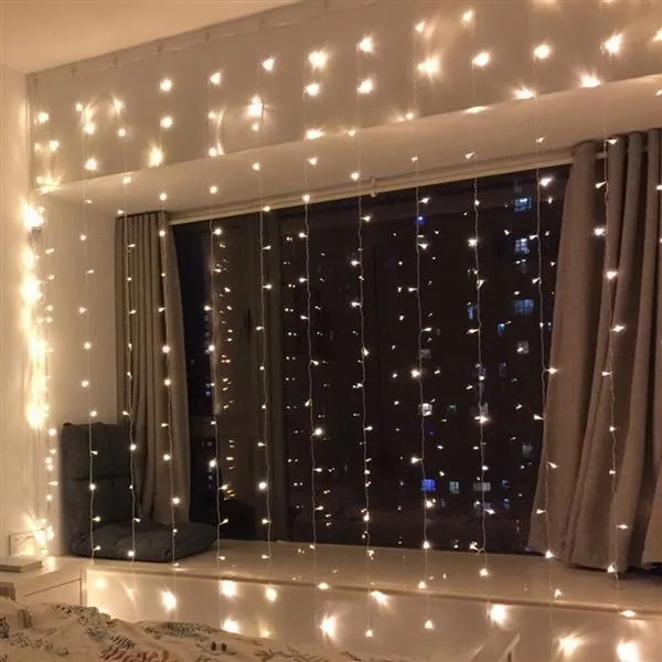 Best 300-LED Warm White Light Romantic Christmas Wedding Outdoor Decoration Curtain String Light high brightness Strings Lights