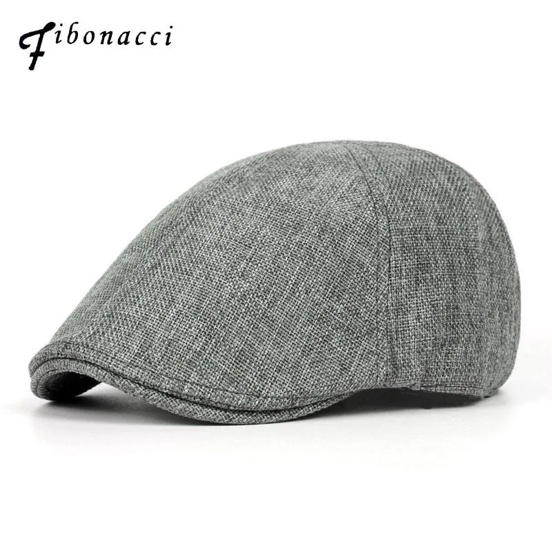 Berets Fibonacci Brand Flat Cap For Men Women Linen Flatcap Summer ...