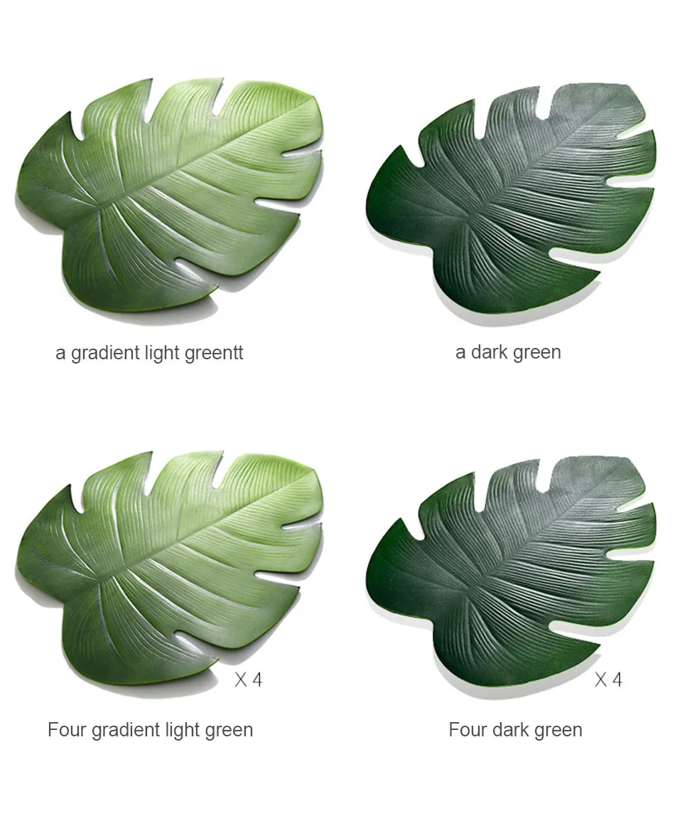 Simulated Turtle Back Leaf Placemat Artificial Plant Insulation Non-slip Tableware Home Western anti-hot plate Table Decor Mats (11)