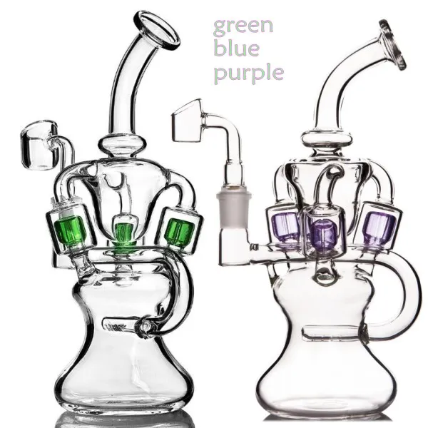 Azul Hitman Bubber Tubulações de Água Bongs 10 polegadas Hookah Masculino Vidro Dab Rig Concentrado Plataformas de Petróleo Hookah Shisha Roxo Verde 14mm Tigela