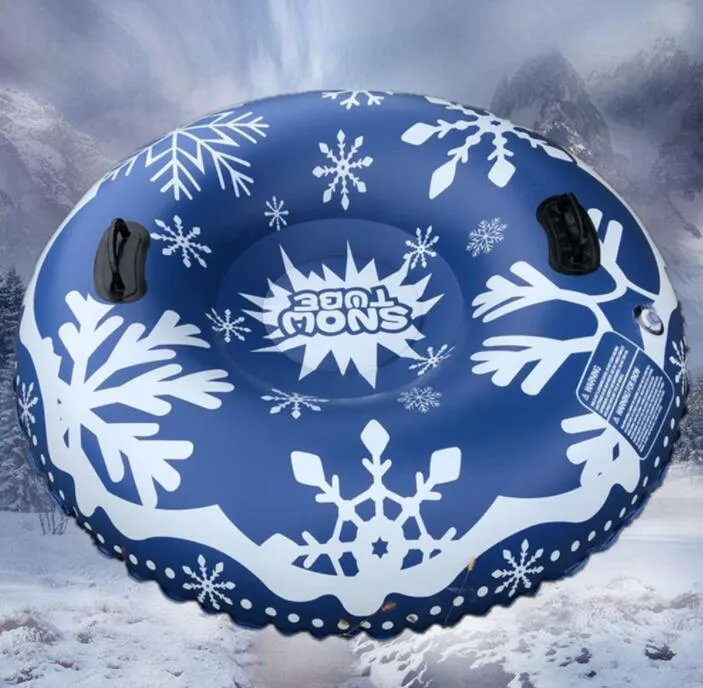 Tube De Neige Luge Gonflable Robuste 90cm PVC Bleu Avec Poignées - Ski Luge Hiver