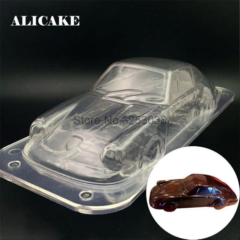 3D Polycarbonate Chocolate Moulds Plastic Vehicle Car Shape Baking Pastry Tools for Soap Candy Making Molds Form Bakeware Bakery Y200618