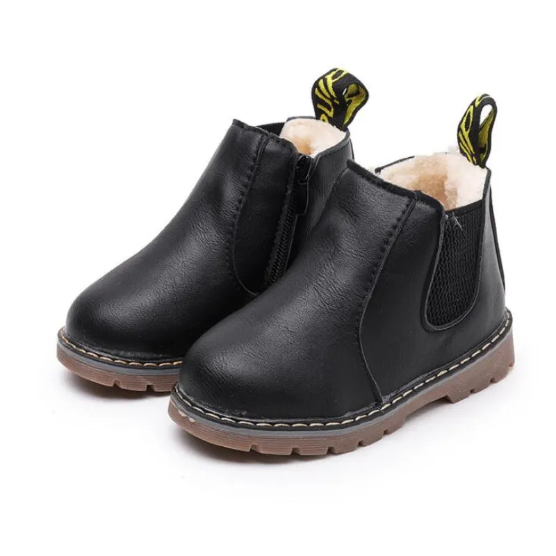 Детские снежные ботинки 2020 осень зимние хлопчатобумажные туфли мальчики девочек водонепроницаемые нескользкие ботинки лодыжки дети кожаные ботинки мода LJ200911