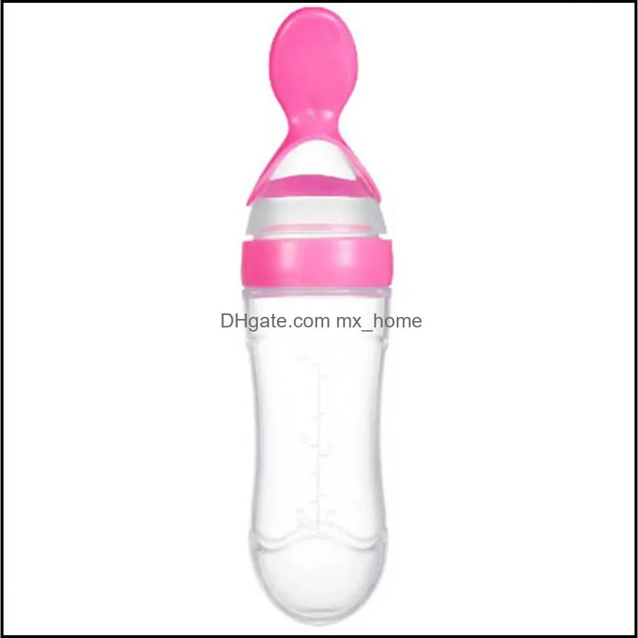 90 Ml Extruded Feeding Bottle With Lid Children`s Cereal Puree Bottle Food Grade Silica Gel PP Material 5 Color