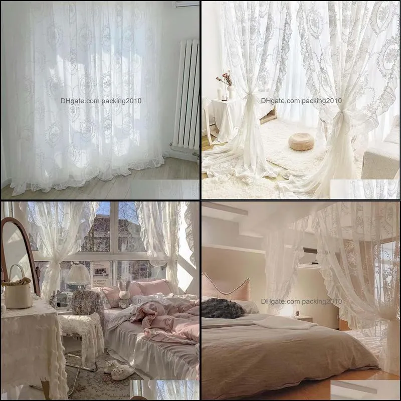 Curtain & Drapes High Grade European Embroidered Sheer Rod Pocket Window Treatment Voile Panel Drape For Bedroom Living Dining