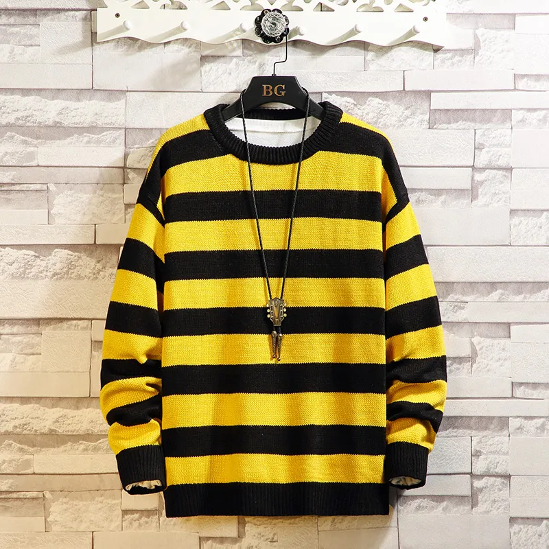 Black and yellow striped sweatshirt clearance