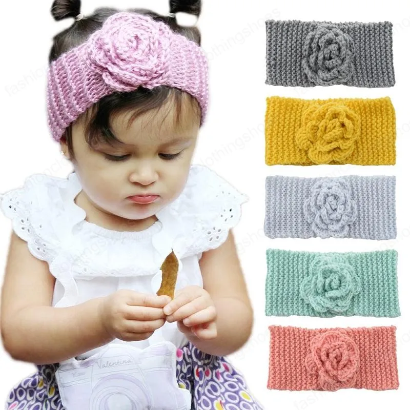 Turban pour bebe bandeau en tricot en laine chaude d hiver pour la tete florale infantile