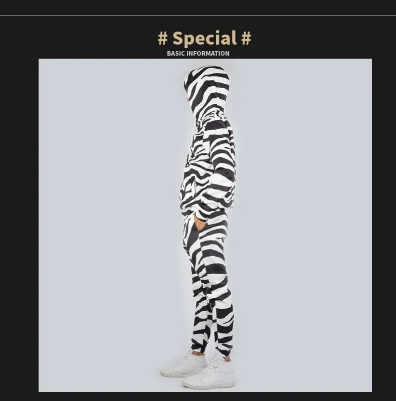 Harajuku 3D Black While Zebra Unisex tracksuit s - UJWI