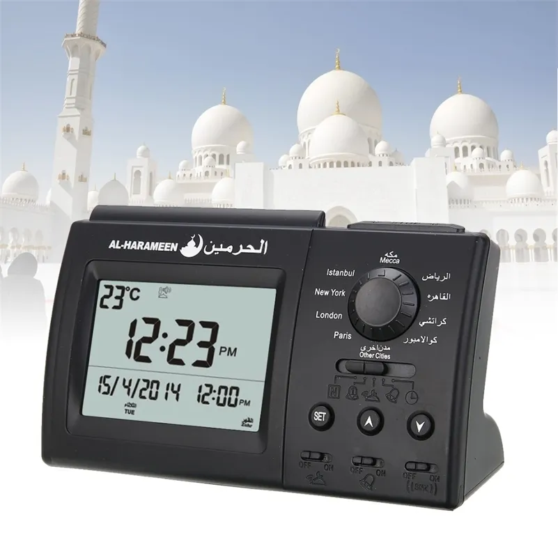 LJ201212 Azan Digital Table Clock Automatic Muslim Prayer Alarm With