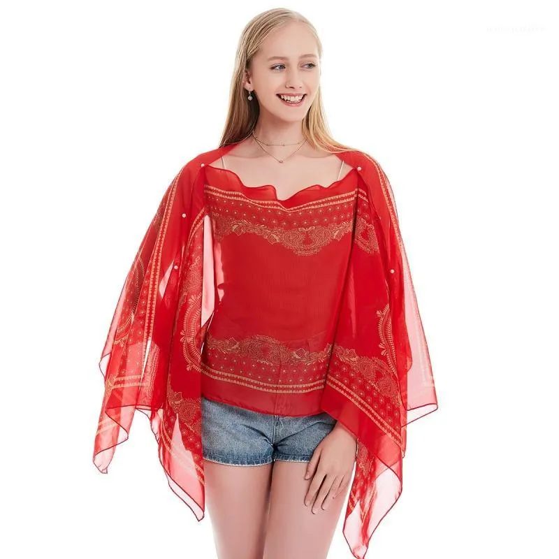 Sarongos lenços impressos mulheres verão boho chiffon praia xale meninas elegantes damas casuais lenço macio e macio túnica1