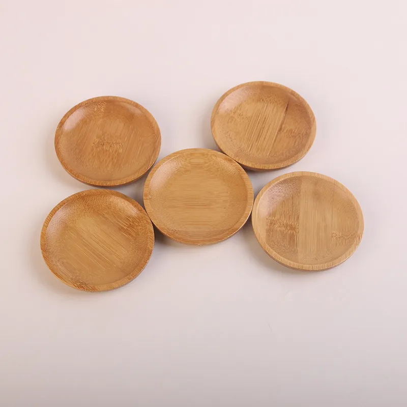 Creativity natural bamboo small round Mats & Pads dishes Rural amorous feelings wooden sauce and vinegar plates Tableware plates tray
