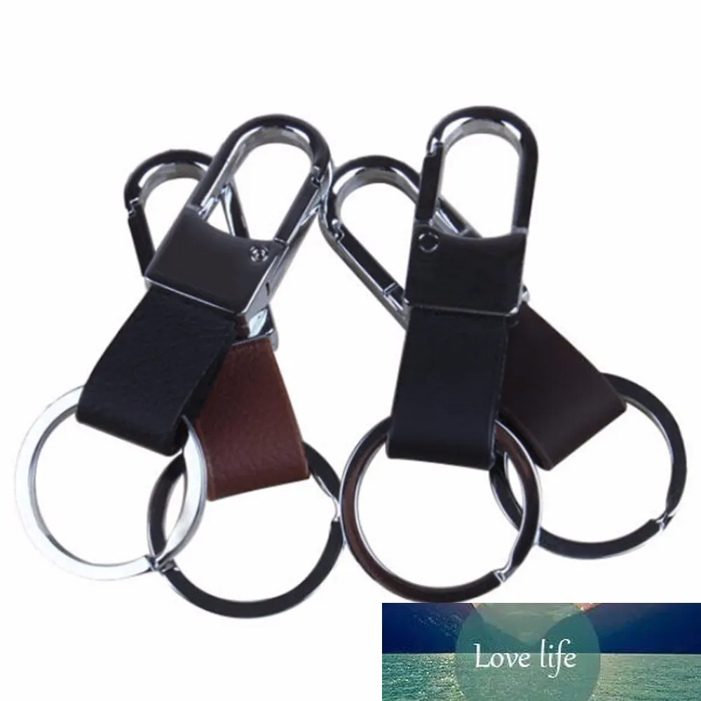 Wholesale 1PCS New Brown Black Color Men's Faux Leather Strap Keyring Keychain Key Chain Ring Clip Holder