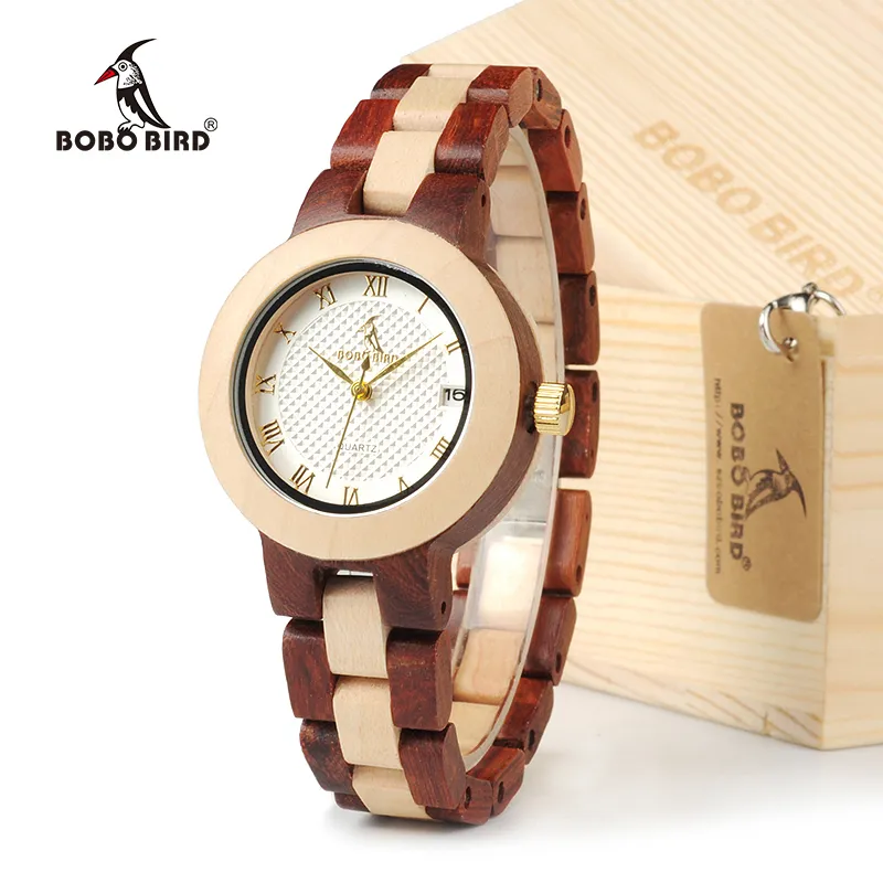 Bobo Bird Wood Watch 여성 여성 M19 장미 샌들 최소한의 드레스 쿼츠 손목 시계 최고 브랜드 럭셔리 Relogio Feminin 201114