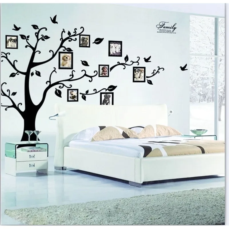 Grande nero 3D fai da te foto cornice alberi decalcomanie della parete in PVC / adesivo famiglia adesivi murali arte murale decorazioni per la casa soggiorno decorazioni 201211