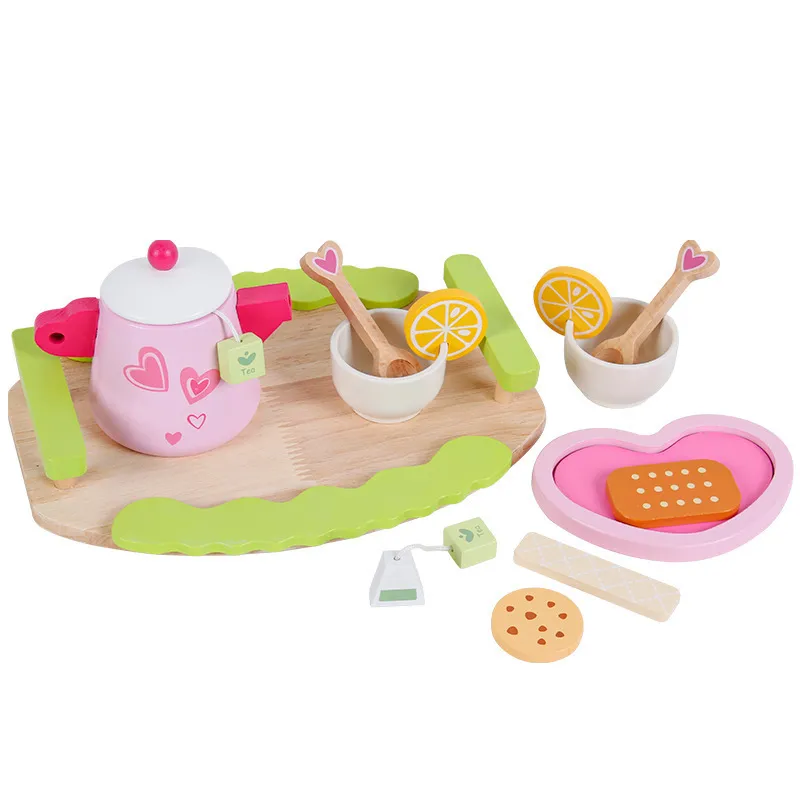 Simulare giocattoli da cucina in legno Play House Tè pomeridiano Set da dessert Cucina di ruolo per bambini Giocattoli educativi interattivi LJ201009