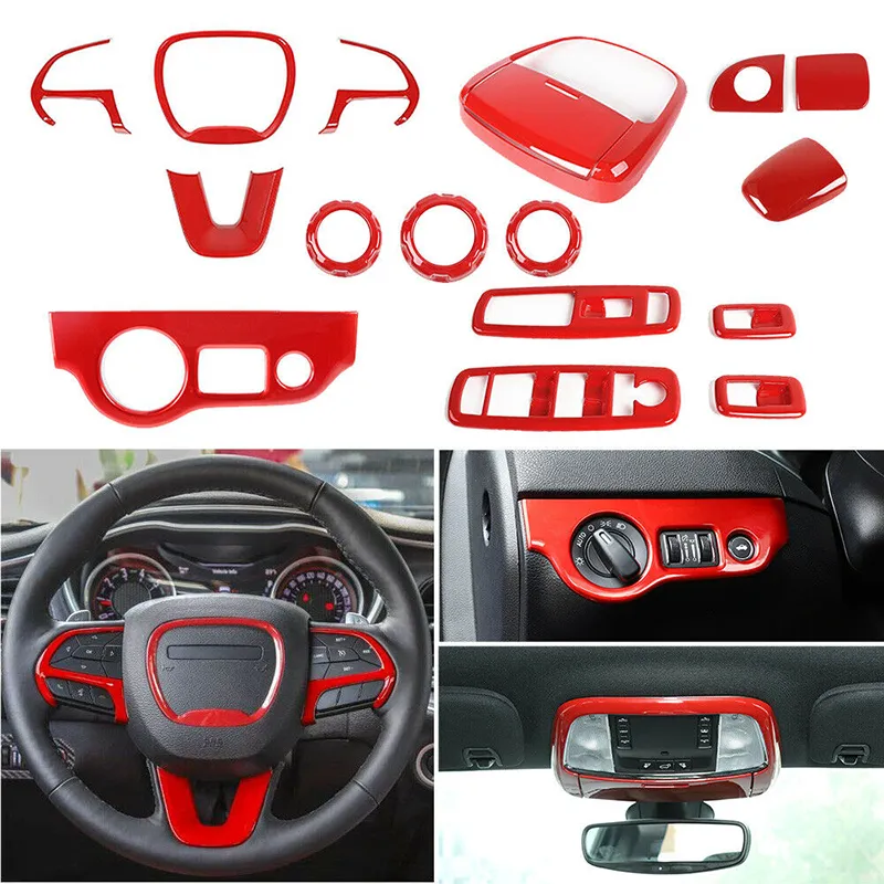 Red Car Full Iinterior Trim Dcoration Kit per Dodge Charger UP Accessori per interni auto ABS