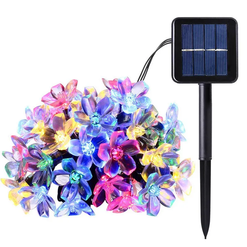 7m solar luzes de jardim conduziu luz de cordas ao ar livre luzes de fadas de rua guirlanda de flor para o jardim Gramado pátio decoração festoon y200603