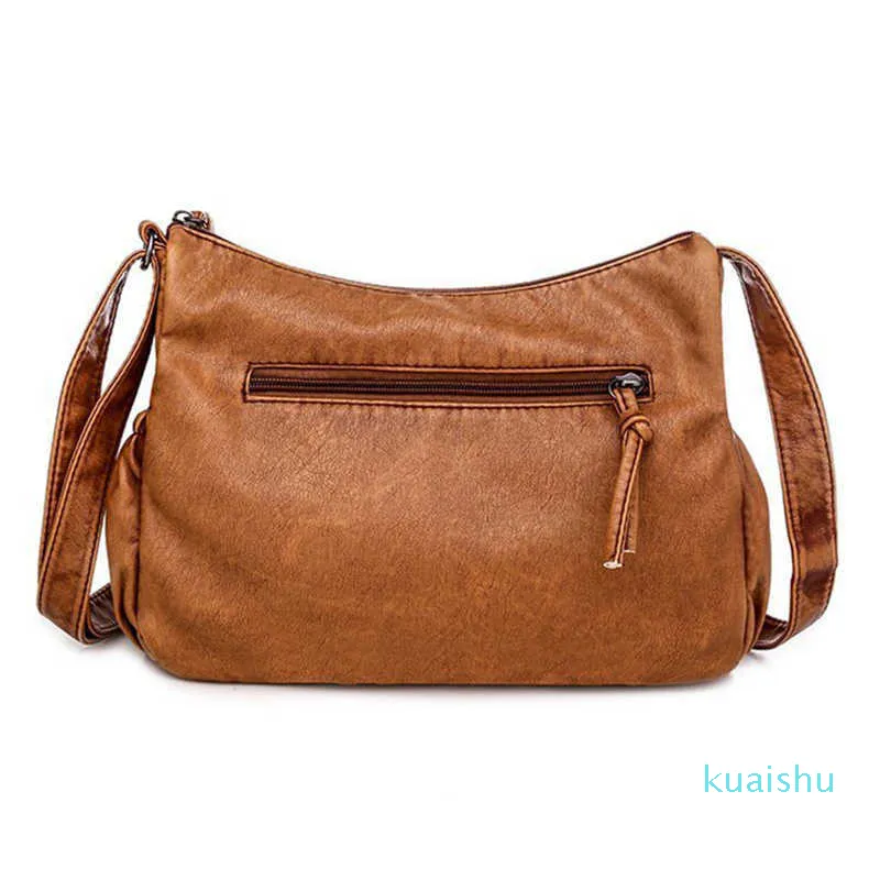 Large Capacity Vintage PU Leather Soft Leather Shoulder Bag