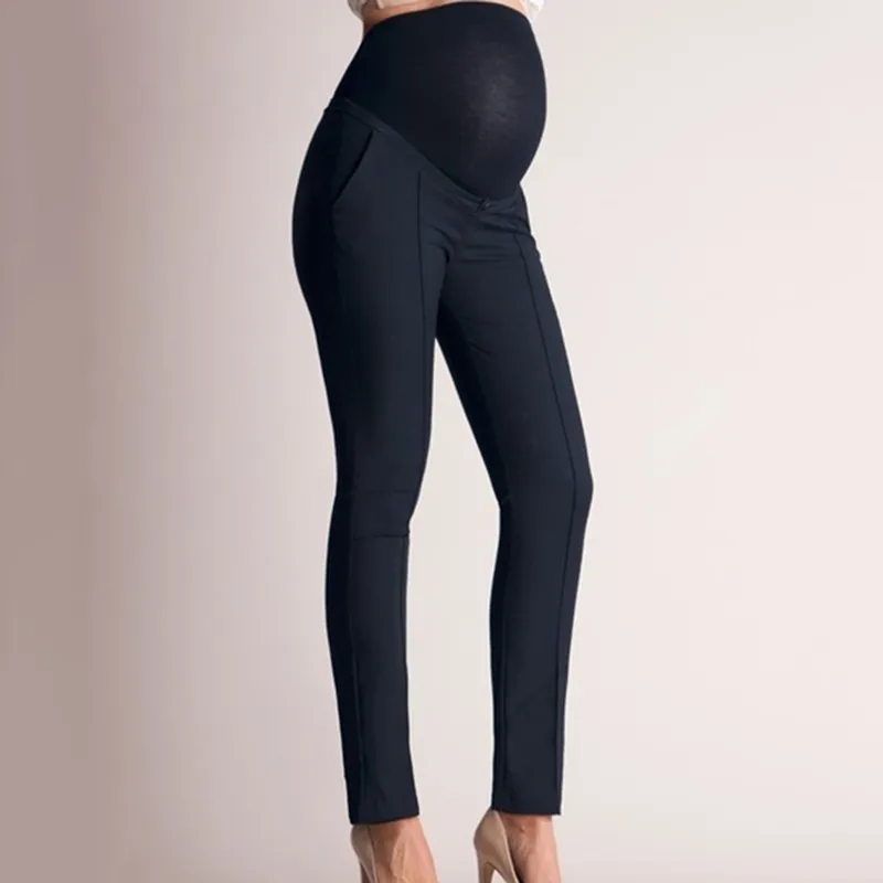 Barriga maternidade legging alta cintura mola outono moda tricotada roupas para mulheres grávidas gravidez calças magras lj201114