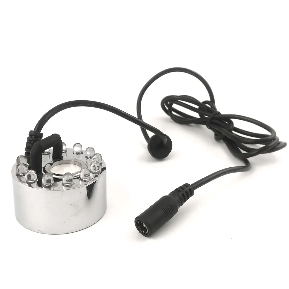 20mm 12 Färgglada LED-tankvatten Fountain Pond Atomizer Mist Maker Fogger luftfuktare dekoration + 110-220V till 24V nätadapter 400ml / h