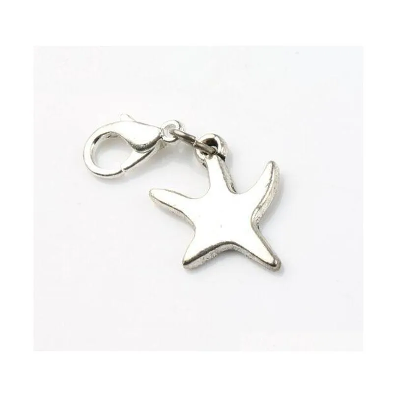 Dancing Smooth Sea Starfish Charms Heart 100pcs/Lot 14x31.5mm tibetana Aragosta flottante in argento Floating Clasps per vetro vivente C117 XVE9P