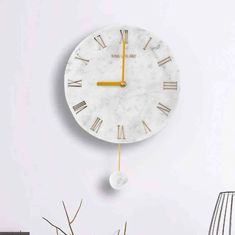 Luxury Digital Wall Clock Modern Design Silent Roman Numeral Mute Marble Wall Clock Kitchen Pendulum Wandklok Home Decor ZP50WC H1230