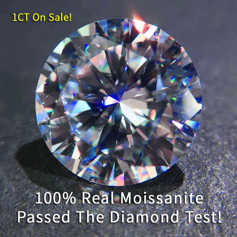 Big Real 1CT 6.5MM Colore DE VVS1 3EX Cut Loose Diamond Stone Intero Moissanite Per Anello