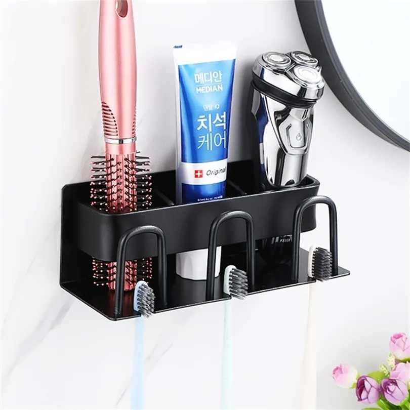 Wall Mounted Toothbrush Holder Aluminium Alloy Toothpaste Rack Bathroom ...