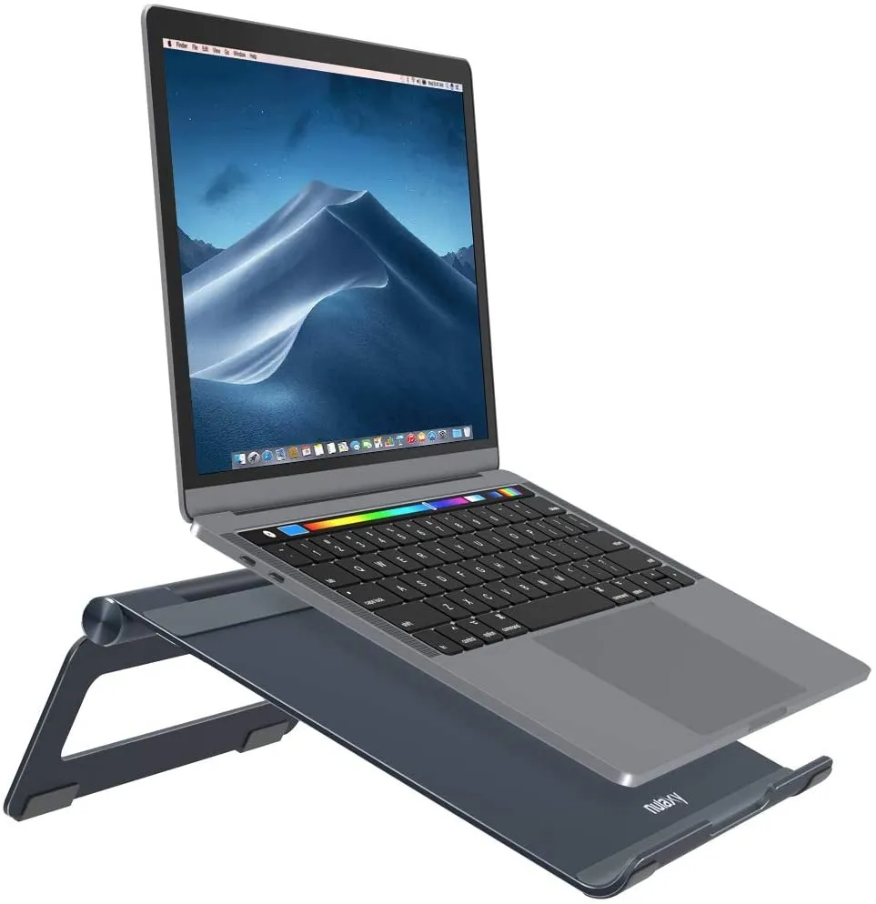 Suporte para laptop multi-ângulo ajustável Compatível com MacBook Pro / Air, Apple Laptop, 7-17 "Notebook e Tablet Desktop Space-Saving Tither com Almofada de silicone antiderrapante, cinza