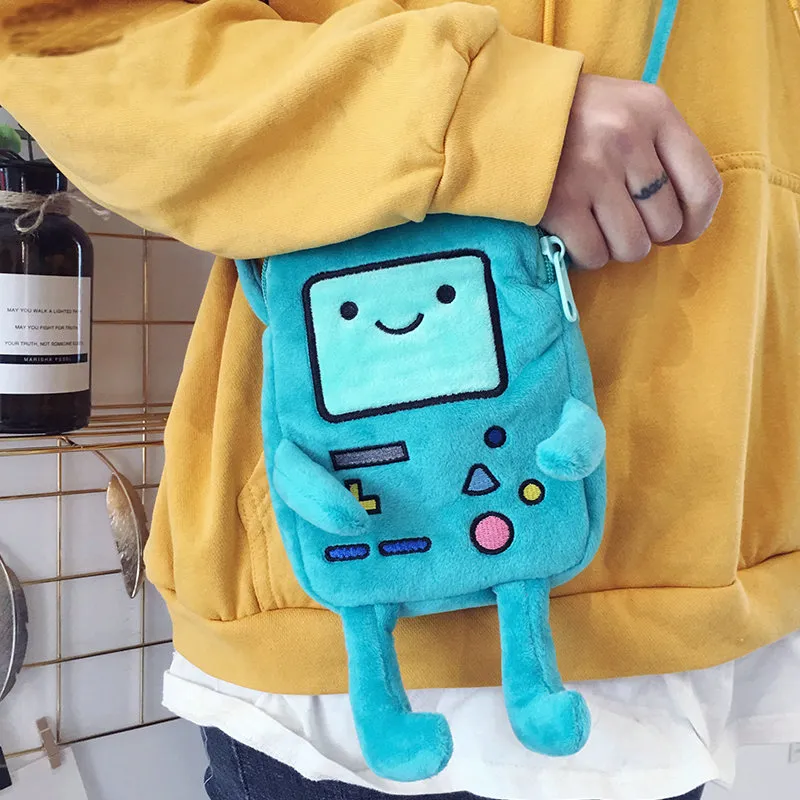 Ins hot Finn Jake 그림 Crossbody Swag 랩 봉제 동전 전화 anime advanture robert BMO Bag toys for Children 201117