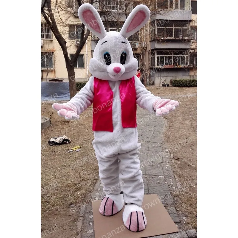 Costume mascotte coniglietto di Halloween Coniglio pasquale di alta qualità Personaggio dei cartoni animati di anime Personaggio a tema per adulti Taglia per adulti Festa di compleanno di Carnevale di Natale Abito da esterno