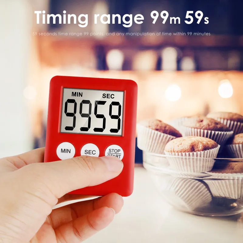 Produktbild von Große LCD Küchen-Koch-Timer Digital – Countdown/Up, Lauter Alarm, Magnetisch, Schwarz