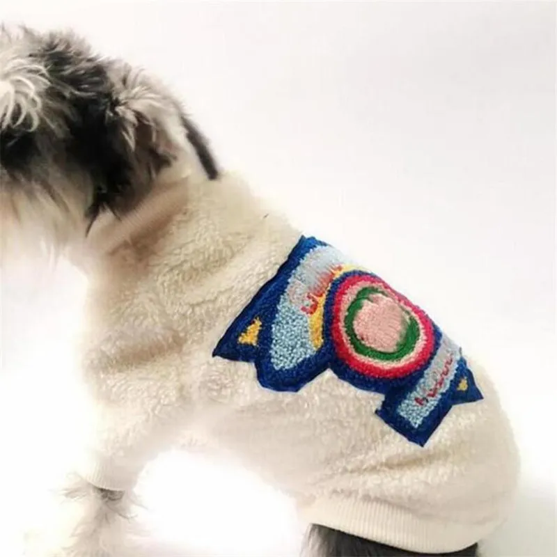 Colorful Letter Embroidery Pets Jackets Fashion Soft Touch Pet Zipper Coats Winter Thicken Schnauzer Outerwears Apparel