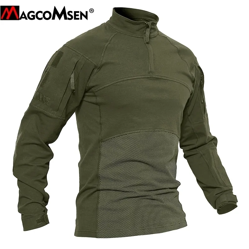 Magcomsen Mannen Tactische T-shirts Zomer Lange Mouwen Elastische Militaire Militaire Leger gevecht T-shirts Navy Airsoft Top Tee Shirts Mannelijke kleding 201202