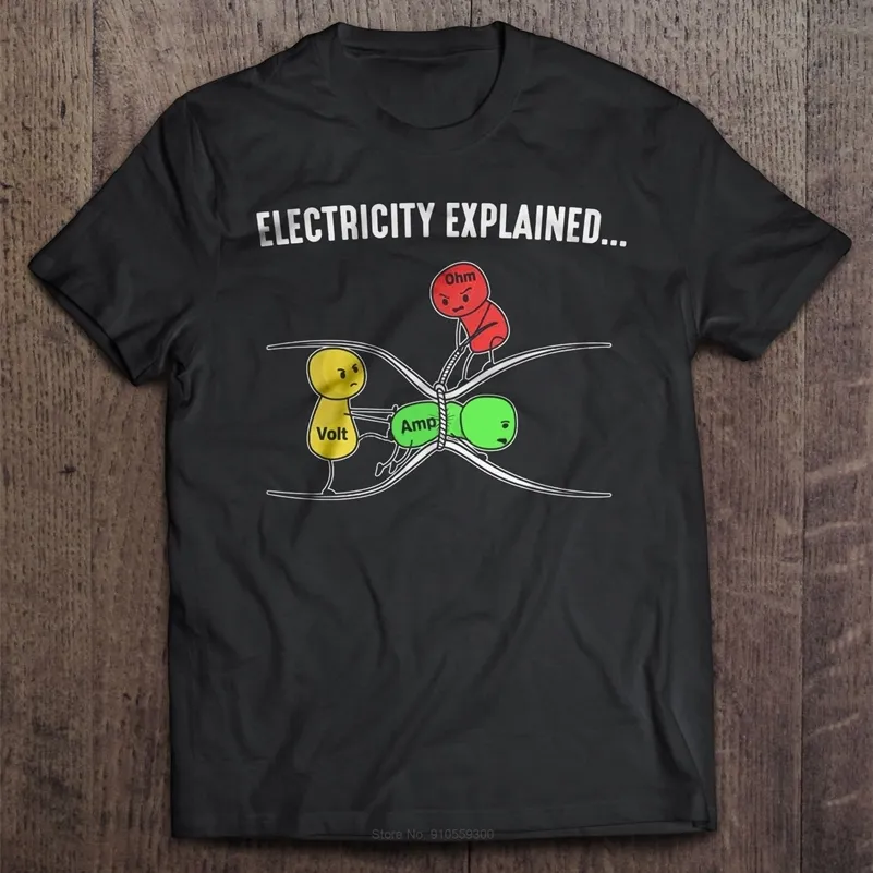 Мужская забавная футболка, модная футболка с объяснением электричества - закон Ома, версия 2, модная футболка, мужская хлопковая брендовая футболка 220224 XUSQ
