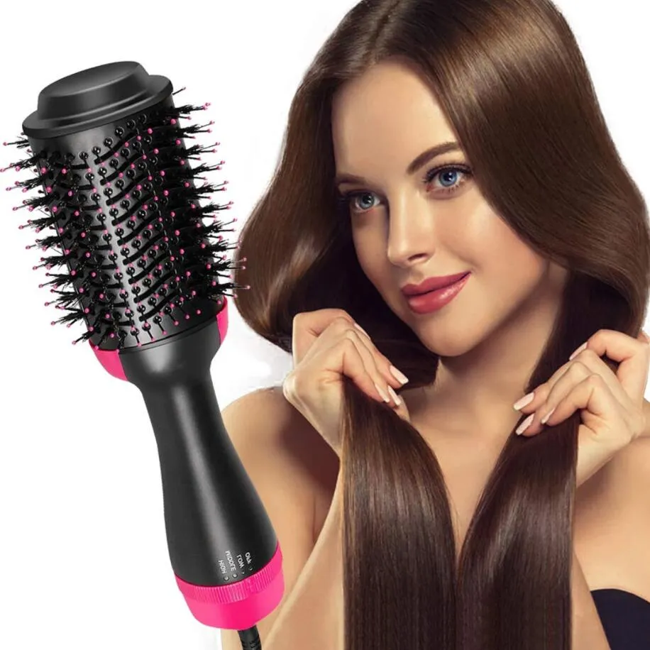 One Step Hair Dryer Brush and Volumizer Blow Straightener Curler Salon 4 in 1 Roller Electric Heat Air Curling Iron comb Retail package