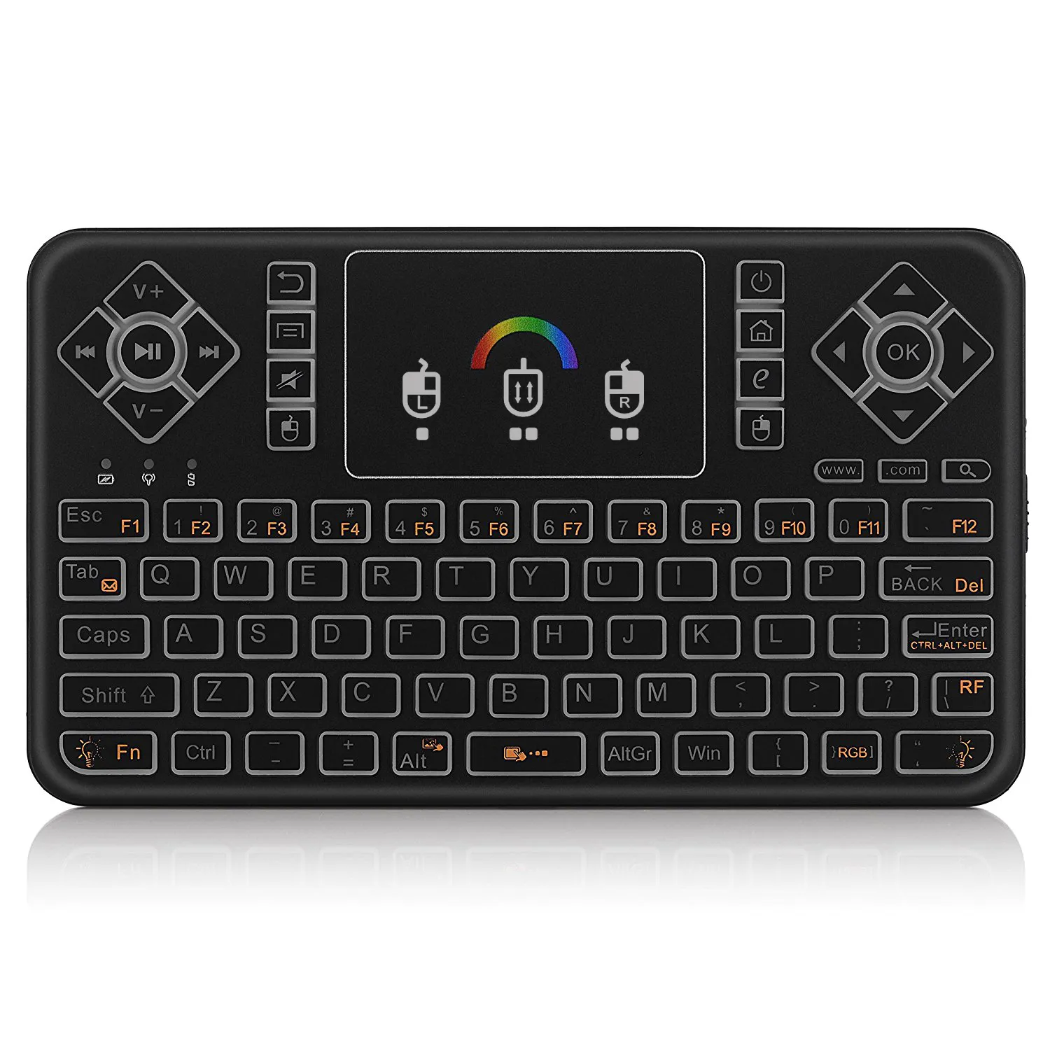 Clavier Mini Sans Fil Rétroéclairé LONGYI I10 Avec Touchpad - Bluetooth & 2.4GHz USB Pour TV Android, Box, PC, HTPC Et Projecteur
