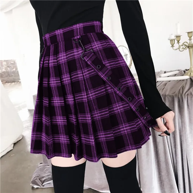 Gothic Vintage Plaid Mini Skirt With Suspender Strap High Waist Pleated A Line Plaid Skirts For Women For Women In Casual Plus Size College Wear 201111 From Xue03 11.05 DHgate.Com