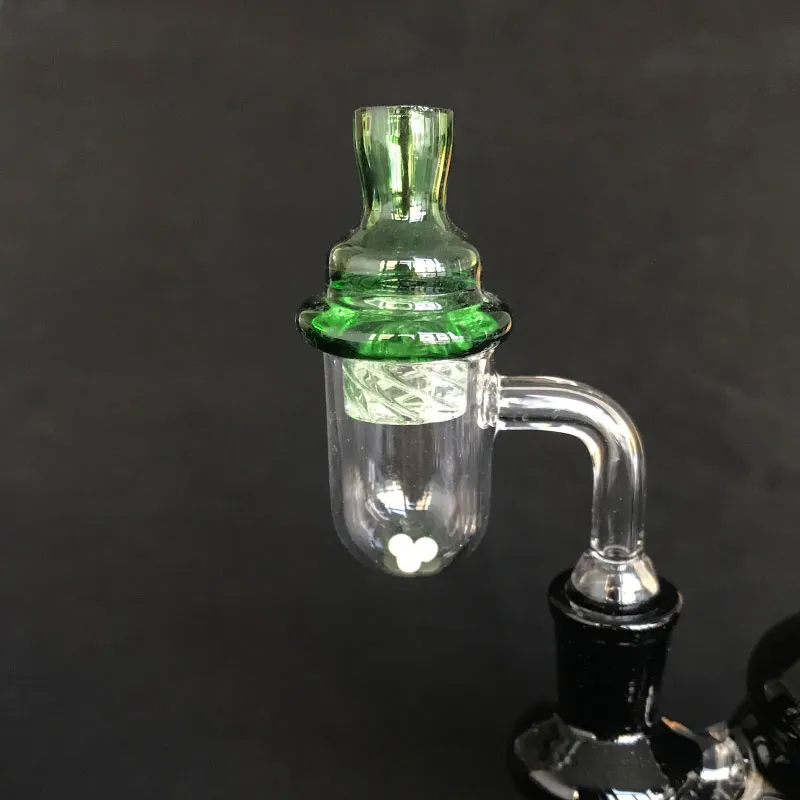 Cyclone Spinning Carb Cap with round bottom quartz banger For 25mm flat top banger Dome with spinning air hole Terp Pearl Banger Nail