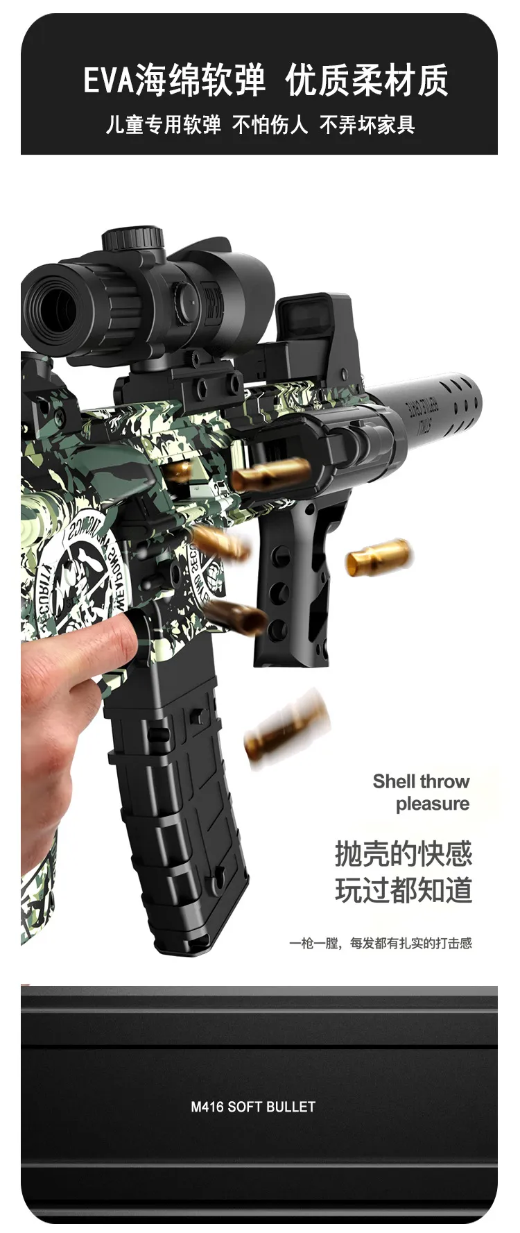 Electric Manual M416 Toy Gun 2 Modes Soft Bullet Blaster Rifle With ...