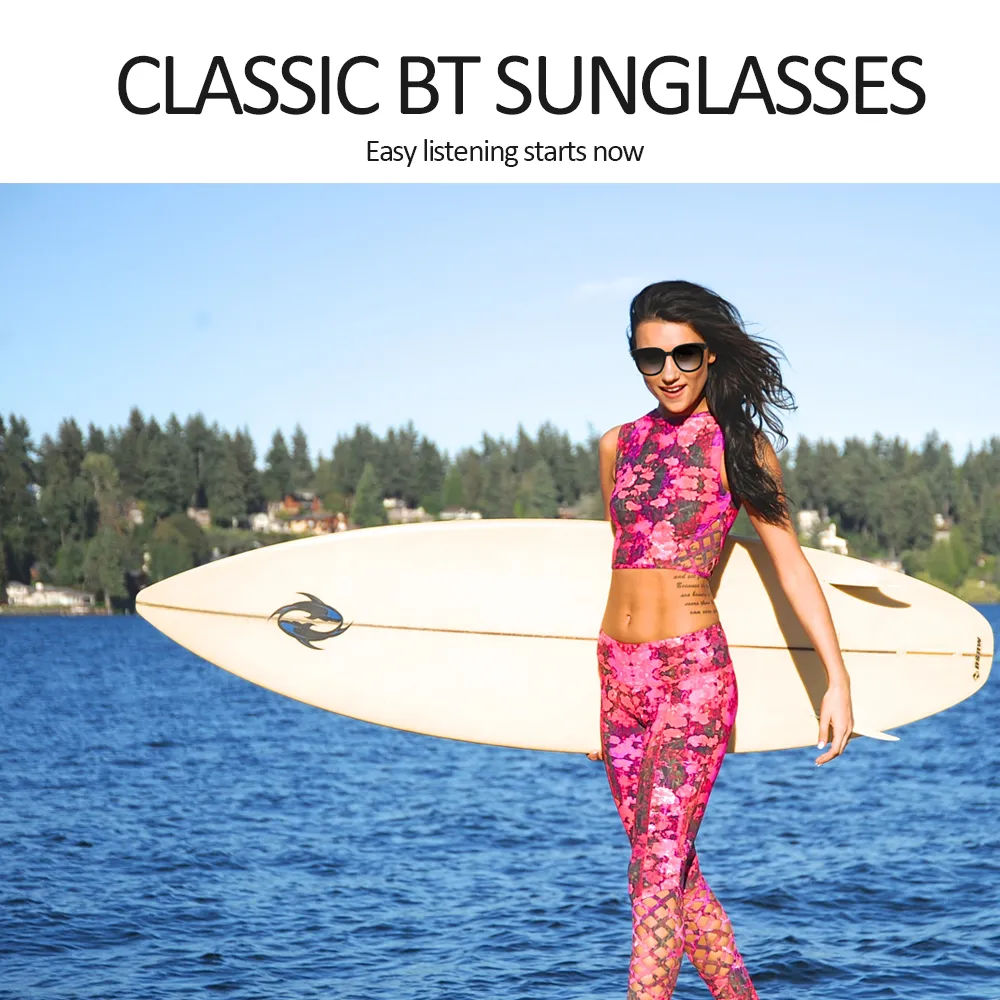 2021 Män Kvinnor Smart Glasögon Bluetooth Knapp Kontrollteknik Designer Solglasögon Handsfri Cykling Sunkläder