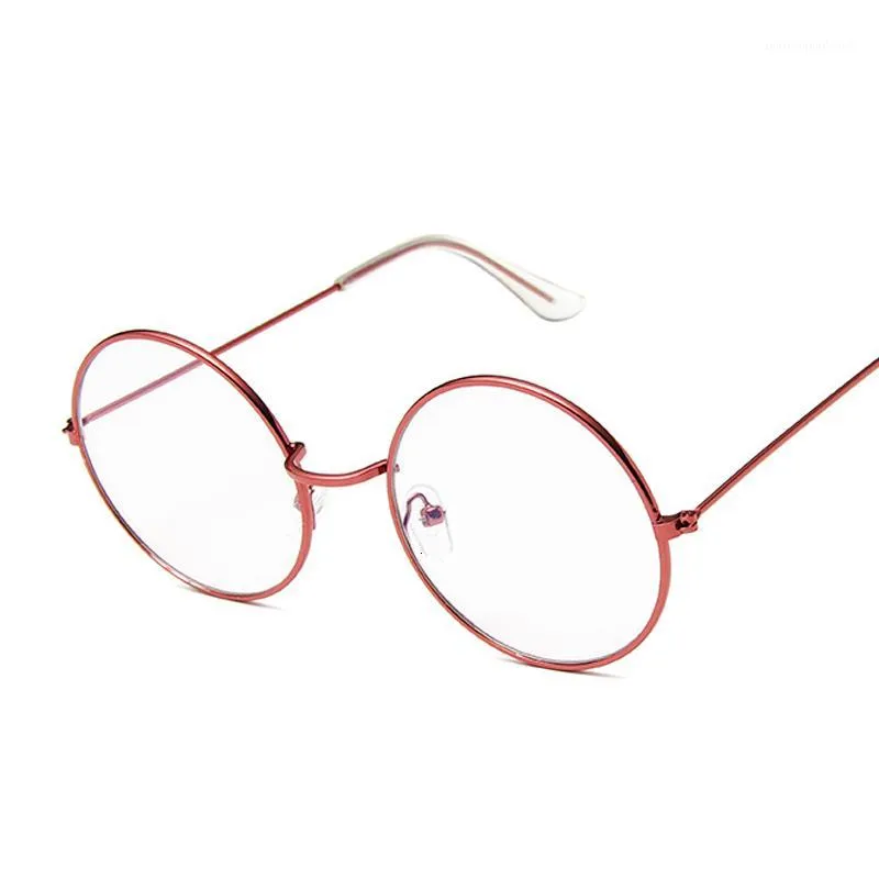 ファッションサングラスフレームラウンドメガネフレーム女性男性レトロミオピア光学金属透明レンズブラックシルバーゴールド眼鏡oculos1