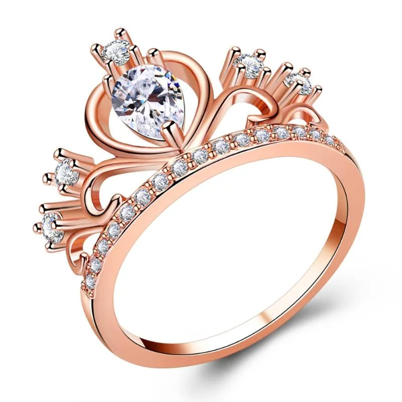 Anelli a grappolo 2022 Fidanzamento Matrimonio Cubic Zirconia Argento / Oro rosa Colore CZ Pietra Anello Gioielli per le donne all'ingrosso