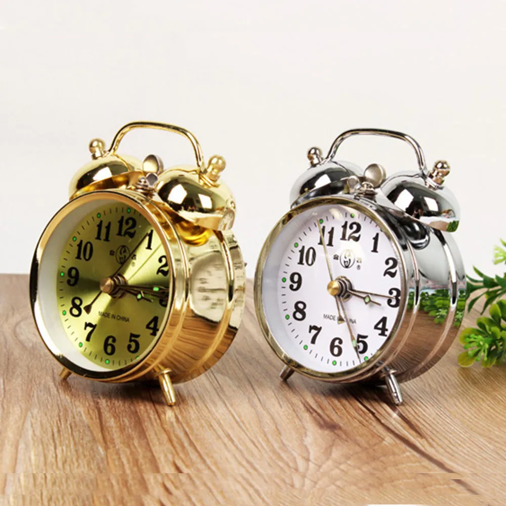 Ceise Horseshoe Mechanical Gold Alarm Clock Manual Wind Up Vintage Metal Clock Cute