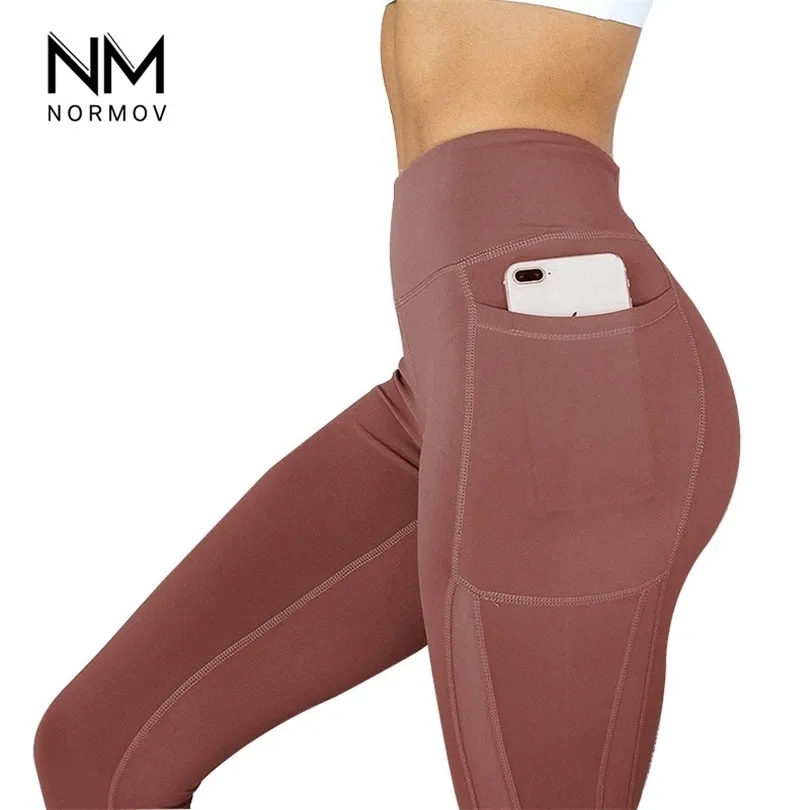 Normov Women Femmes de remise en forme Leggings de poche à la taille haute Confortable et respirant Entraînement d'entraînement Feminina JEGGINGS 211221