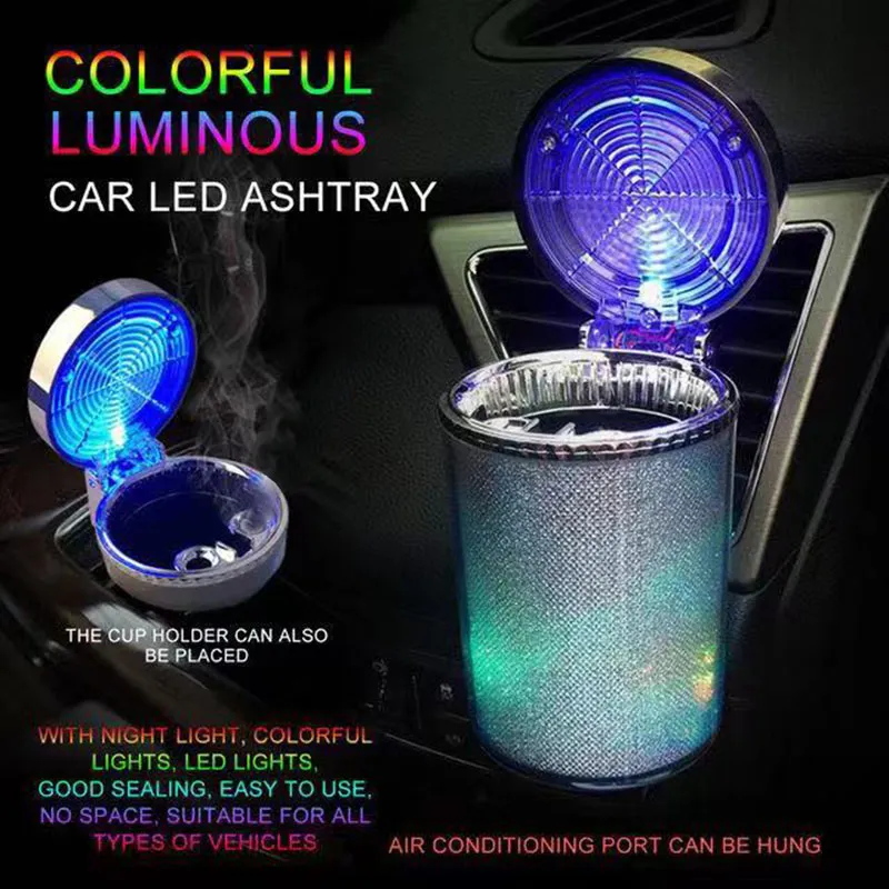 Luminous Ashtrays LED Light Cigarette Container Ashtray Gas Bottle Smoke Cup Holder Storage Cup