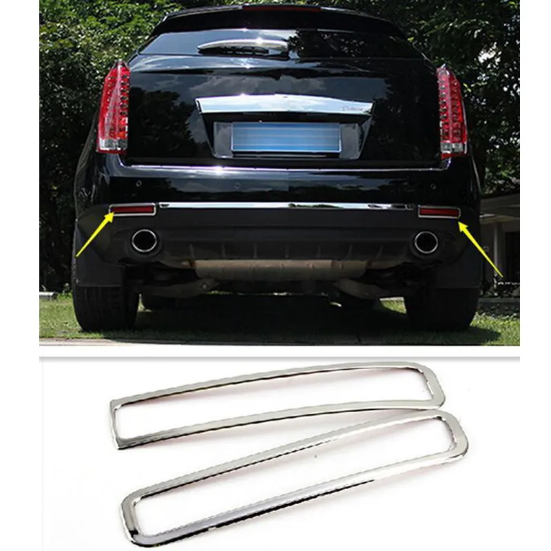 AUTO 304 Edelstahl Hinten Links Rechts Schwanz Nebelscheinwerfer Lampe Dekorative TRIMMS RAHMEN Für Cadillac SRX 2010-2015